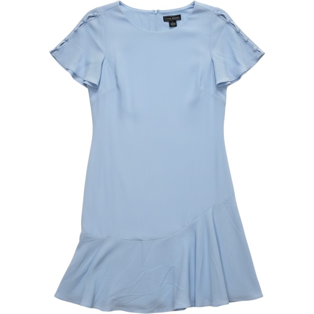 Jessica Howard Light Blue Flutter Sleeve Ruffle Hem Sheath Dress Size 14